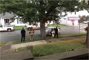 Car hits tree at Ben's house