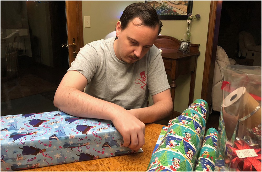 wrapping presents for Christmas