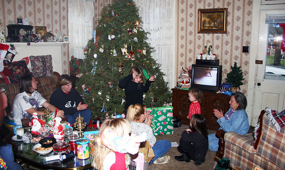 large family at christmas