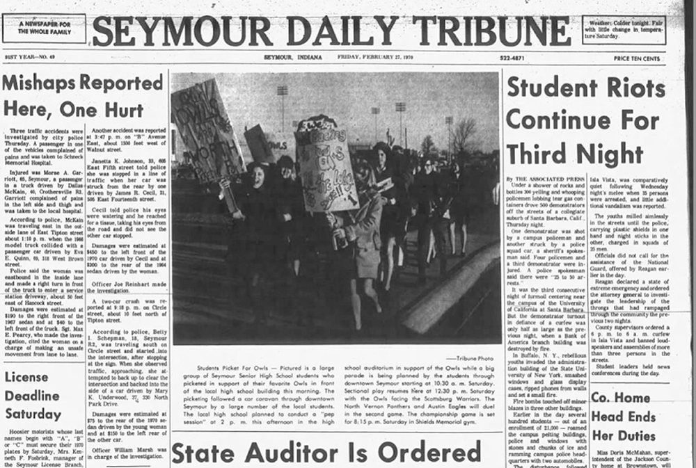 Tribune front page from 50 years ago