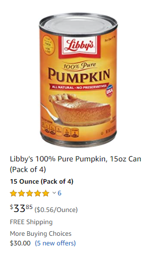 canned pumpkin is expensive stuff!
