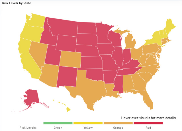 COVID risk level by state