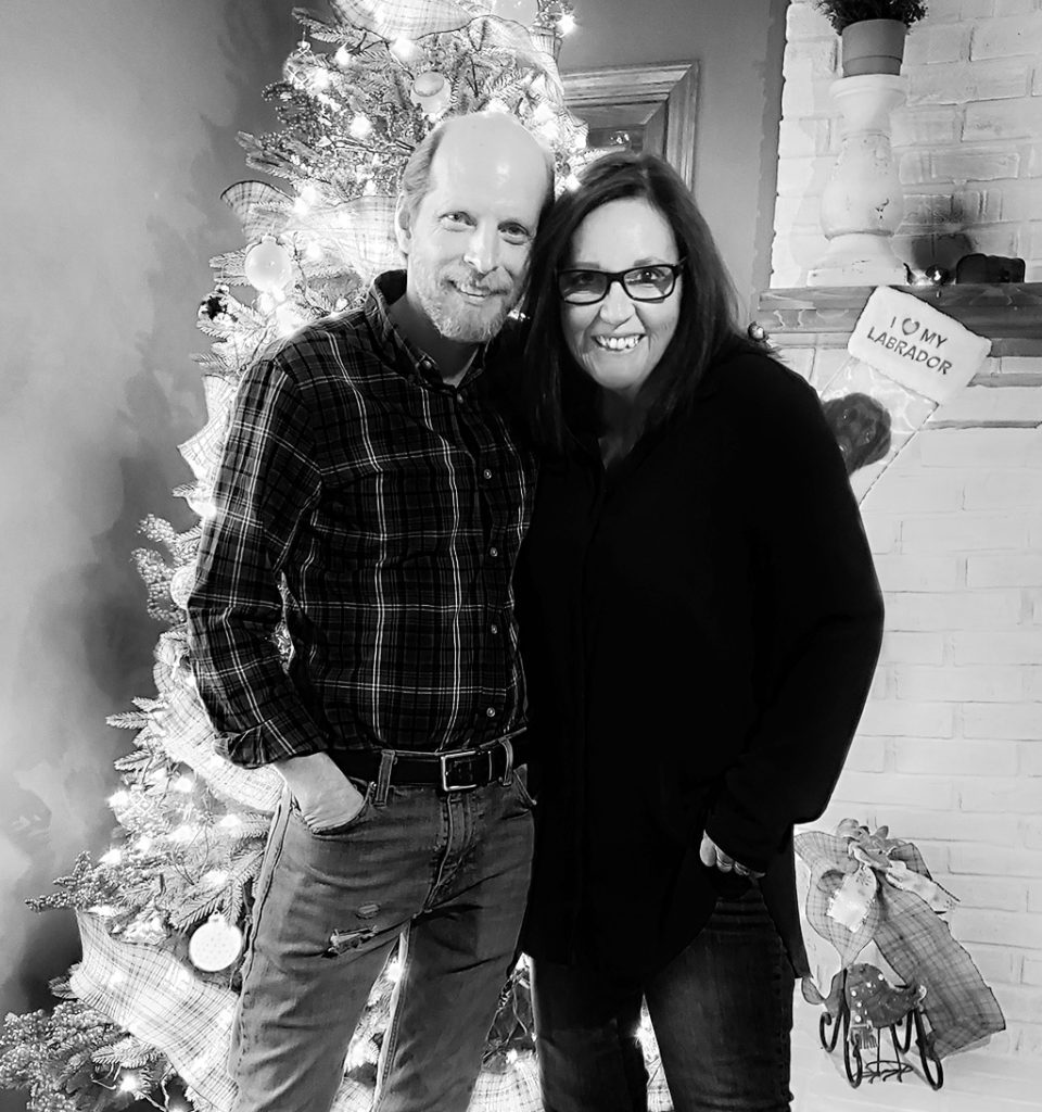 black and white me and Perry at Christmas