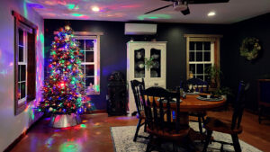 Christmas tree in dining room