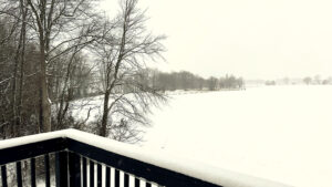 snow on a field from top deck