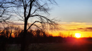 sunset in rural southern Indiana in winter