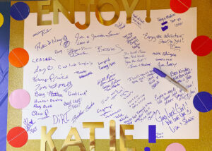 signed large card for Katie's last day of work