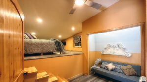 orange loft bedroom