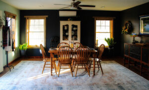 rug with new pad in place in dining room