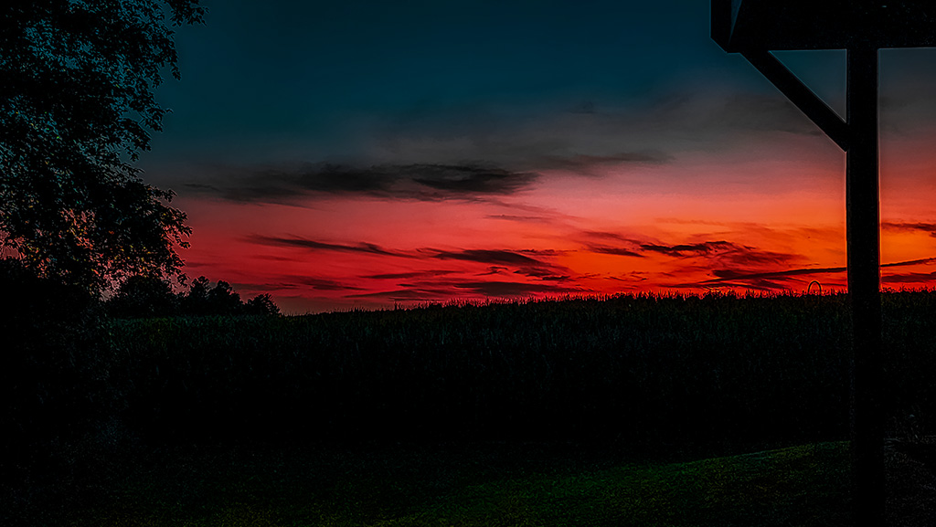 sunset in Indiana in August