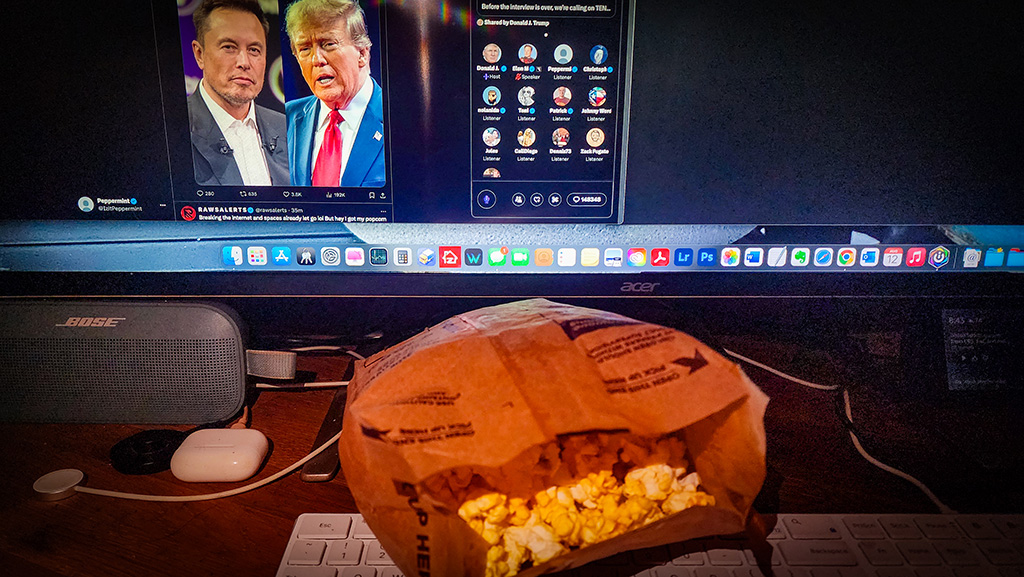 popcorn for trump musk interview