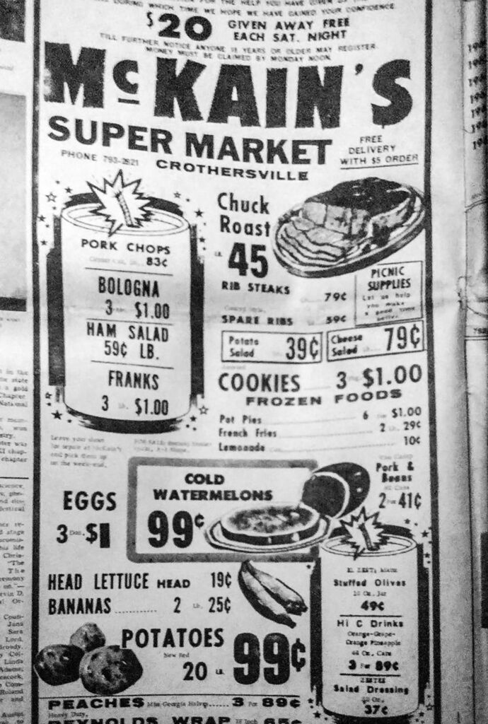 McKain's Market ad from 1968