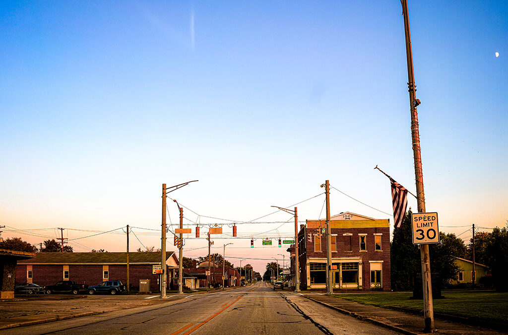 the town’s business district with little business