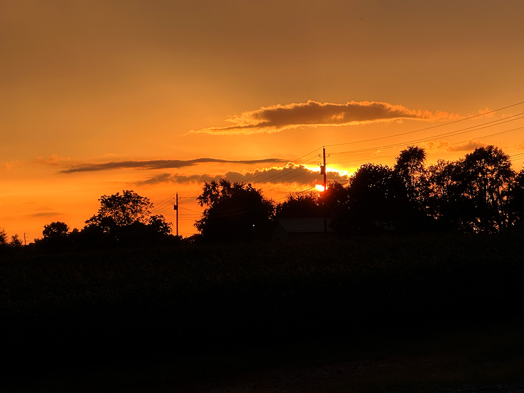 orange sunset after rain
