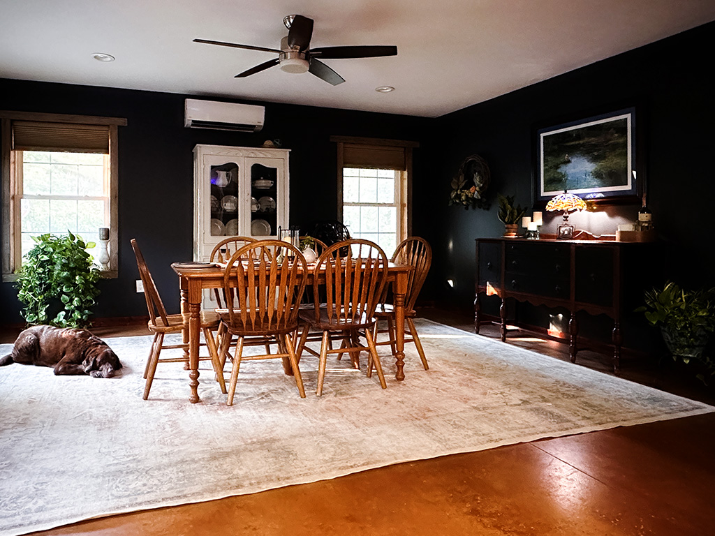 dining room with plants inside