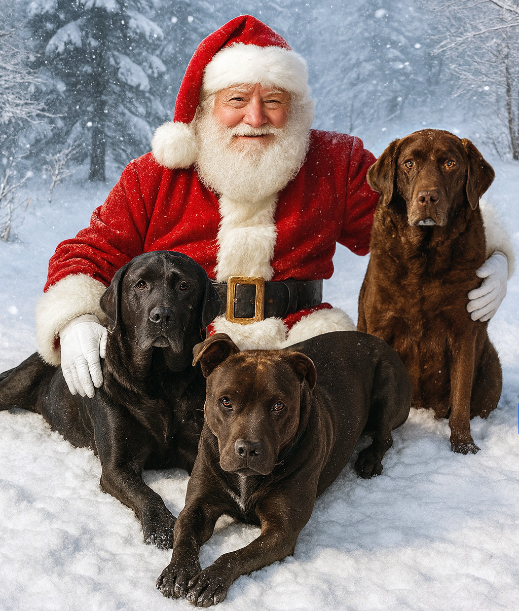puppies with Santa
