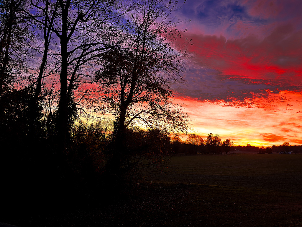rural Indiana sunset in fall