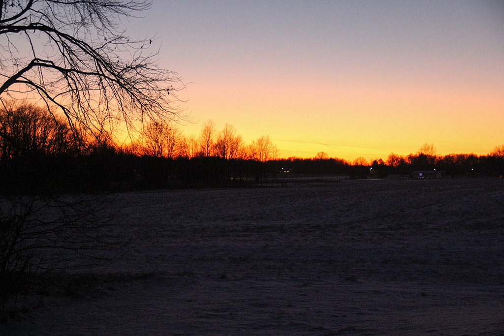 winter sunset in Indiana