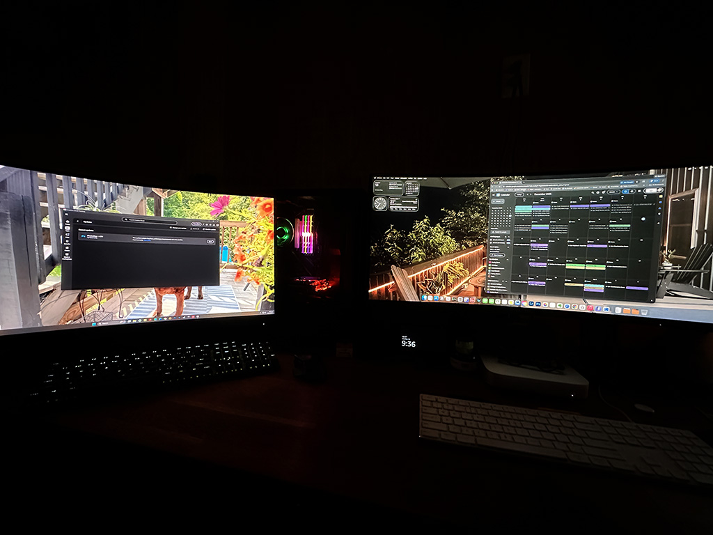 mac and pc on a desk