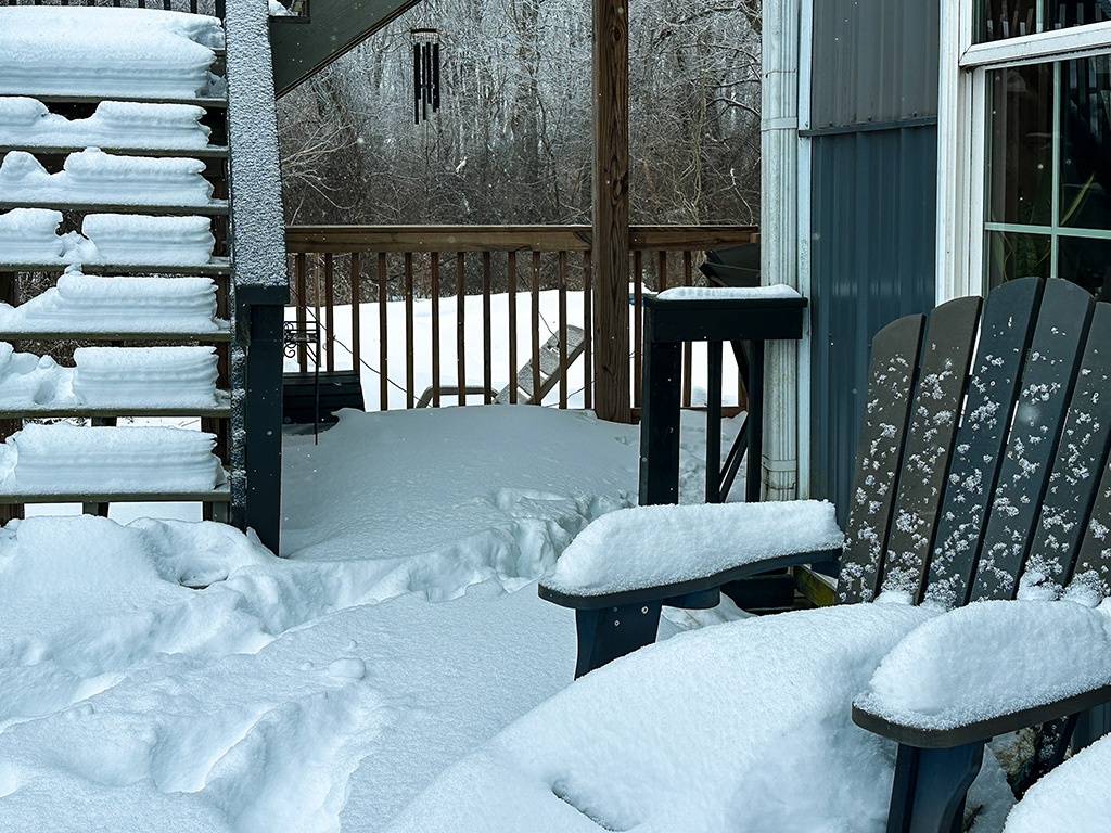 snowy deck in January