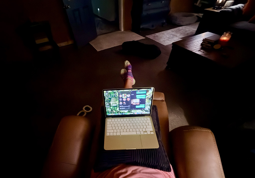 MacBook laptop in my recliner