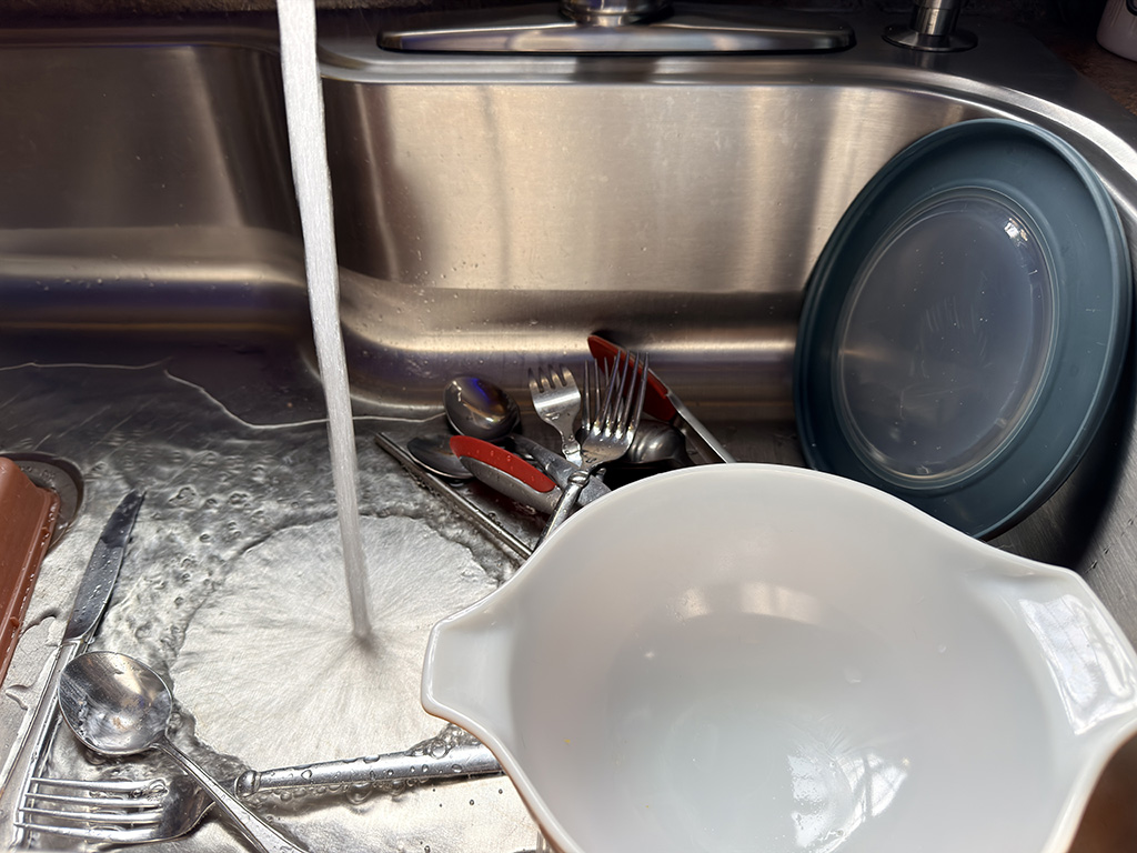 sink of dirty dishes