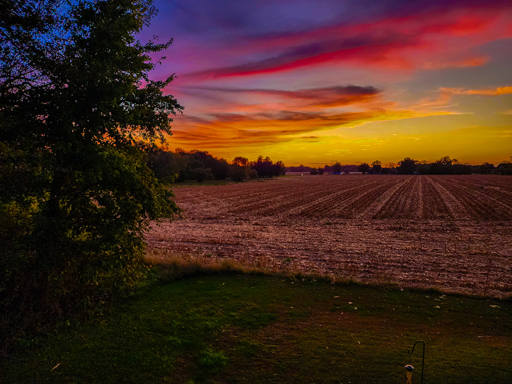 rural sunset in fall